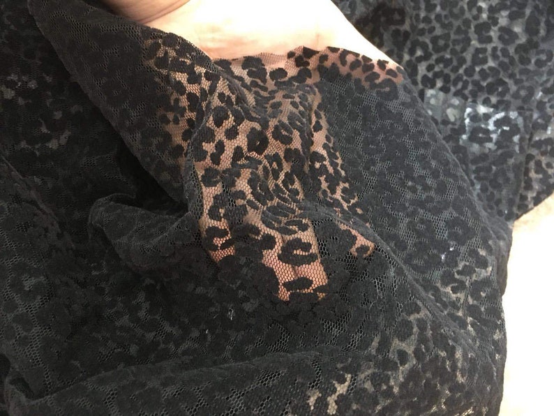 Leopard Lace Fabric By The Yard,Soft Tulle Fabric Girls Dress Costume Supplies Mesh Fabric,DIY Handmade,Width 59 inches image 2