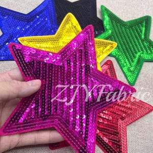 5.9" Large Star Sequins Embroidered Patch,Iron On Patch,Appliques Patch For Crafting,Appliqués Badge,For Clothes,Dress,Hat,Jeans