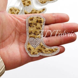 Leopard Print Boot Iron-On Patches: DIY Crafts, Set of 2