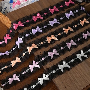 Black Bow Ribbon Lace Trim Venice Lace Trim By The Yard,For Wedding Sewing Crafting,Doll Design,3.5CM Wide