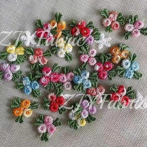 8 Colors Mini Embroidered Flower Appliques,Tiny Floral Sew On Applique Patch,For Crafting,DIY Accessories