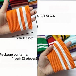 Thick Cotton Elastic Rib Cuffing, 2×2 Rib Knit Seamless Cuff Fabric, for Sleeves, Bomber Jackets, Matching, 1 Pair (2 Pieces) image 3