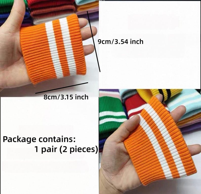 Thick Cotton Elastic Rib Cuffing, 2×2 Rib Knit Seamless Cuff Fabric, for Sleeves, Bomber Jackets, Matching, 1 Pair (2 Pieces) image 3