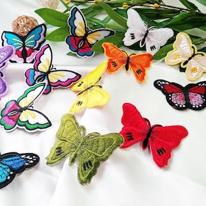 Borboleta colorida bordada ferro/costura em remendo, costura em remendo aplique para roupas, vestido, chapéu, jeans, acessórios faça você mesmo