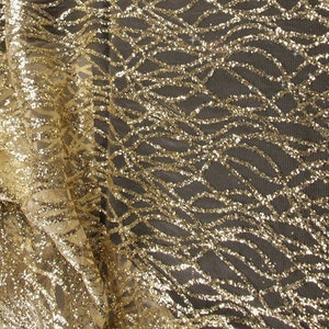 Gold Sequins Lace Fabric by the Yard,wedding Bridal Gown Dress Mesh ...