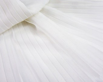 White Pleated Chiffon Fabric By The Yard, Chiffon Cloth Vertical Crease, Chiffon Accordion Pleated Fabric,Width 59 inches