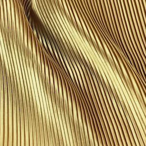 Champagne Gold Pleated Fabric,Line Texture Fine Stripe Accordion Faux Silk Satin Plisse Fabric,For Sewing,DIY Handmade Material 59&quot; Wide