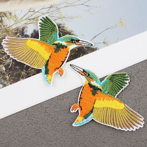 Conjunto de 2 parches de bordado de pájaros, parches para planchar/coser para manualidades, insignias de apliques, apliques para ropa, sombrero, accesorios de bricolaje