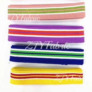 1 puño elástico fino de punto acanalado con rayas, sin costuras, para mangas y chaquetas bomber, a juego, 3 cm