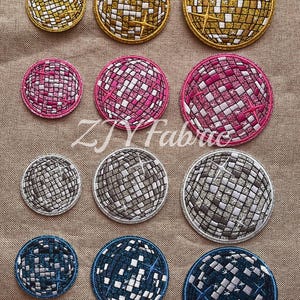 Set of 3 Disco Ball Embroidered Patch Iron/ Sew On Appliques Patch For Crafting,Appliqués Badge,For Clothes, Dress, Hat, Jeans