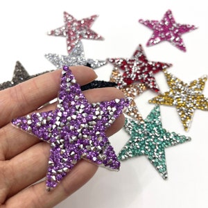 Rhinestones Star Patch, Iron On Patch, Star Decal,Appliques Patch For Crafting,Appliqués Badge,Applique for Clothes, Dress, Hat, Jeans