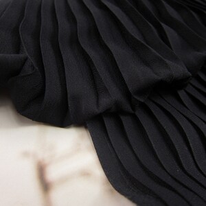 Black Pleated Chiffon Fabric by the Yard, Chiffon Cloth Vertical Crease ...