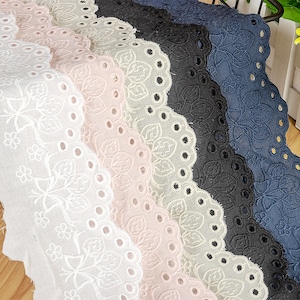 Cotton Eyelet Lace Trim,Embroidered Lace Trim,Eyelet Trimming,Sewing Craft Supplies,7.5CM Wide