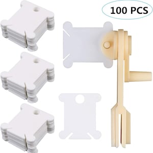 100 PCS Plastic Thread Kaarten met 1 Floss Bobbin Winder / Voor borduurwerk Floss Organisator Cross / Stitch Thread String String Thread Cards