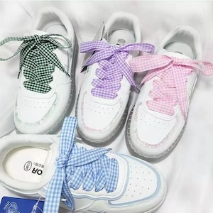 1 Pair 15mm Plaid Shoelaces for Sport/Running Shoes/Shoe Strings/Rope Shoelaces