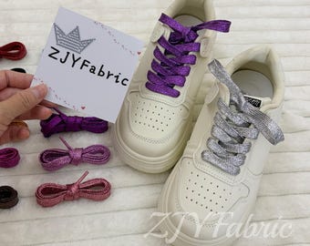 1 Pair Flat Glitter Shose Lace, Metallic Shoe Strings, Sparkle Laces, Blink Shoe Laces, Shining Laces
