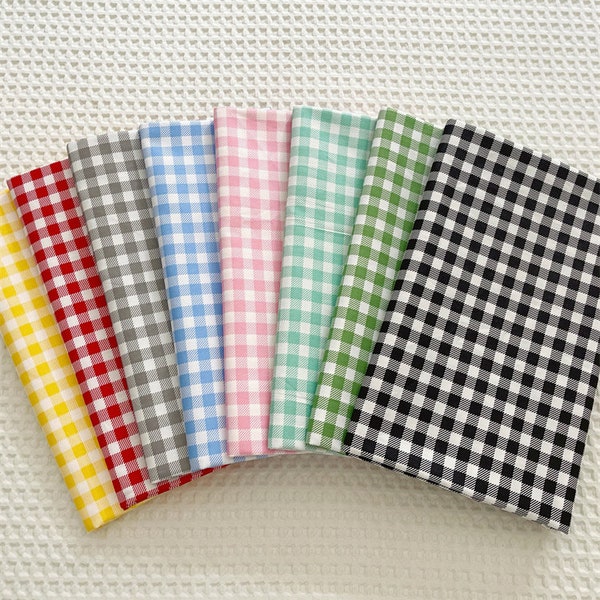 8mm Gingham Check 100% Cotton Fabric,Premium Solid Fabric,Lining Fabric,Quilt Cotton, Priced by the Half Meter, 62" Wide