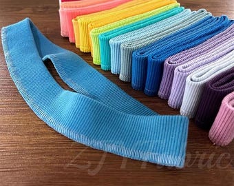 Cuello elástico acanalado de algodón y elastano, repuesto para sudaderas y camisetas, 50 cm (largo) × 3,5 cm (ancho)