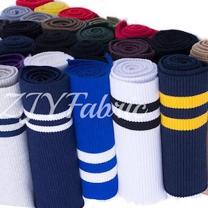 Cotton Elastic Rib Cuffing, Rib Knit Seamless Cuff Fabric,Trim Cuff for Sleeves,Bomber Jackets,Matching image 1