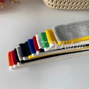 Puños de punto elástico fino de 3,5 cm con rayas finas, sin costuras, ribete para mangas, chaquetas bomber, a juego.