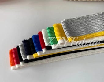 Puños de punto elástico fino de 3,5 cm con rayas finas, sin costuras, ribete para mangas, chaquetas bomber, a juego.