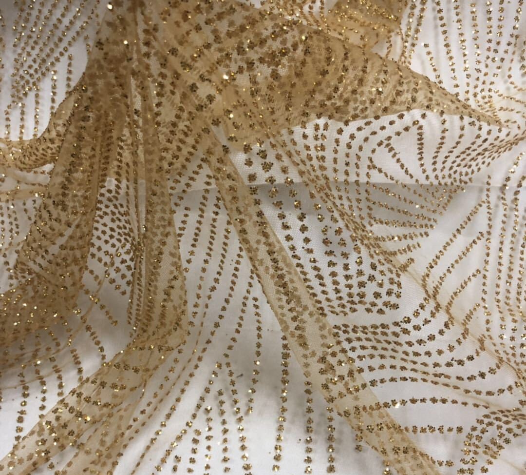 Gold Sequins Lace Fabric by the Yardbridal Wedding Mesh Etsy