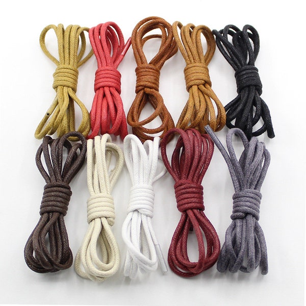 A Pair Dress Shoe Laces, Premium Round Colored Waxed Shoelaces of Oxford Shoes for Men and Women, Boots Shoelaces