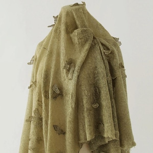 Weicher hohler Jersey Mohair-Stoff, 3D-Schmetterlingsstickerei-Qualitätsstoff zum Nähen, 1,5 cm breit