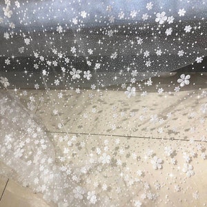 Weiße Pailletten Spitze Stoff von der Werft, Hochzeit Brautkleid Mesh Stoffe, DIY Materialien, Bühnenkostüme, 51 &quot;breit