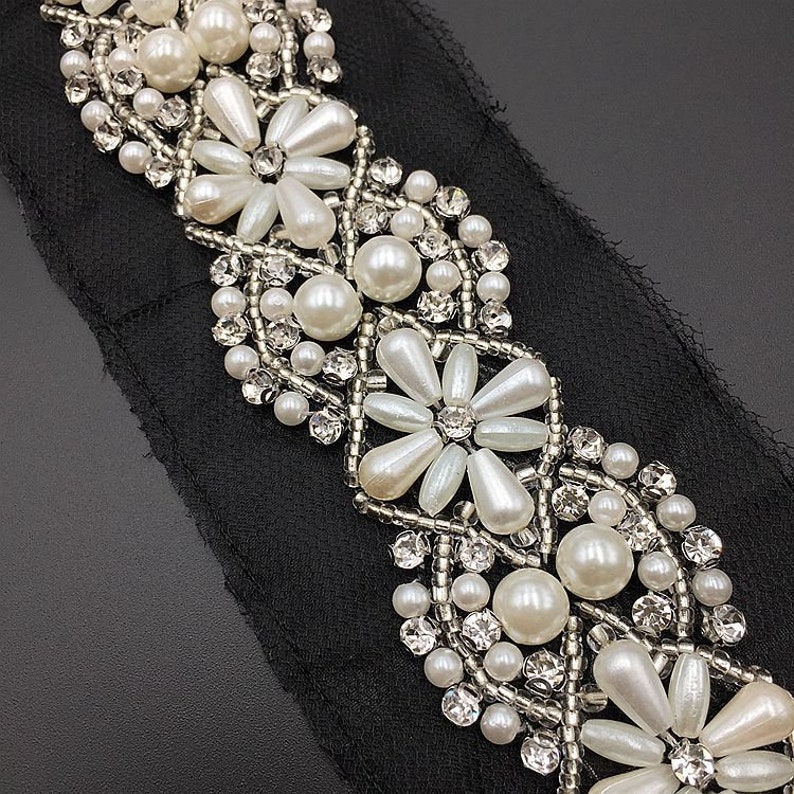 beading trims dress decorative supplies crafting,sewing Applique Sell By The Yard DIY Materials,Width 2.2 inches beaded lace trim