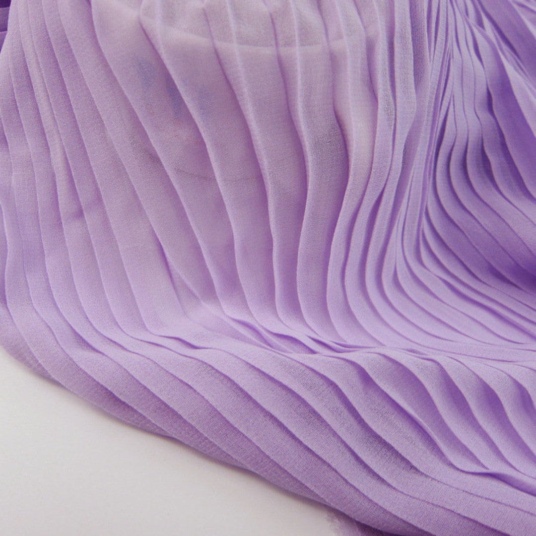 Purple Pleated Chiffon Fabric by the Yard, Chiffon Cloth Vertical ...