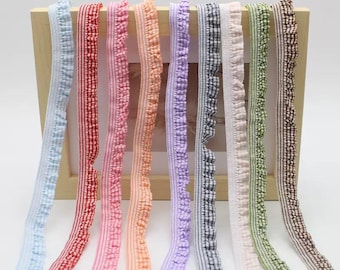 2 Yards-16mm Lattice Elastic Lace Trim,Lingerie Elastic, Stretchy Pleated Lace Trim, Perfect for Doll Clothes, Sewing Craft Supplies