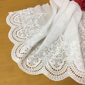 Cotton Eyelet Lace Trim By the Yard,Embroidered Lace Trim,Eyelet Trimming,Sewing Craft Supplies,33CM Wide