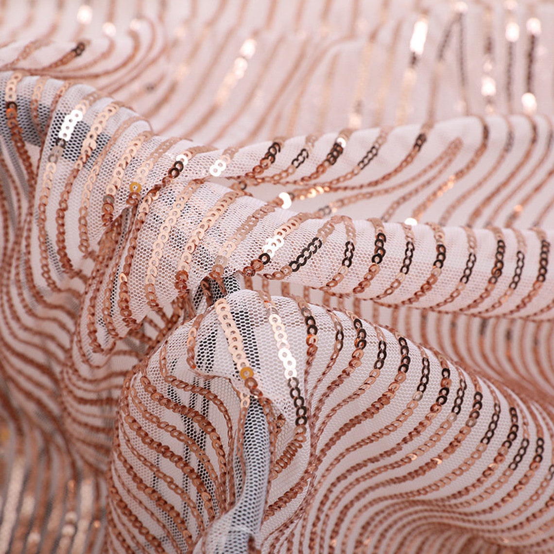 Rose Gold Sequins Lace Fabric by the Yardwedding Bridal Mesh Etsy