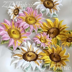 3 Stück Sonnenblume Stickerei Patch Eisen / Aufnähen Applikationen, Basteln, Applikationen Abzeichen, Kleidung, Kleid, Hut, Jeans