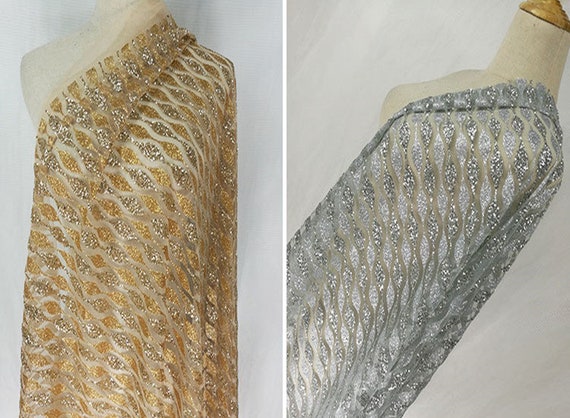 Tissu en dentelle galon paillettes argent/or par yard, robe tissu de mariée tissu robe maille, bricolage fait à la main, pour robe de soirée, largeur 51 pouces da66c0 Tissu en dentelle galon paillettes argent/or par yard, robe tissu de mariée tissu robe maille, bricolage fait à la main, pour robe de soirée, largeur 51 pouces da66c0
