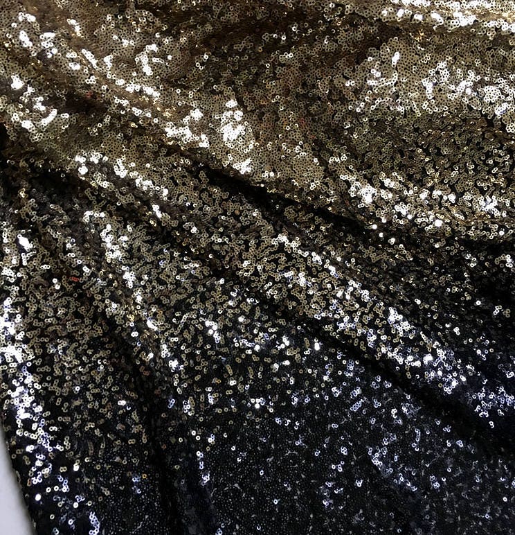 Gradient Gold Black/Silver Black Sequins Fabric By The Yard | Etsy