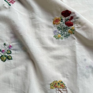 Floral Embroidered Cotton Fabric: Soft Designer Dress Material, 59&quot; Wide