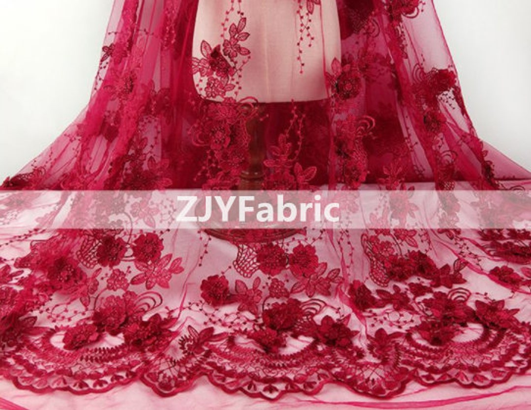 3D Floral Beaded Embroidery Lace Fabric by the Yard Wedding Etsy