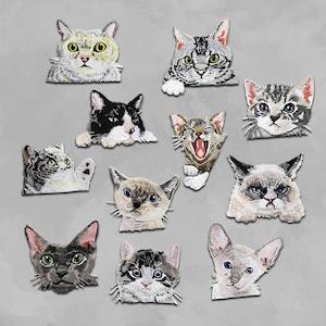 Parche bordado de gato para planchar o coser, ideal para manualidades, parche decorativo de animal, insignia, para ropa, vestidos, sombreros y vaqueros.