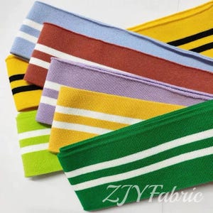 Puño de canalé elástico fino de 7 cm con rayas finas, tejido de puño de punto canalé sin costuras, ribete para mangas, chaquetas bomber, a juego