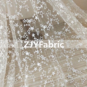 star wedding lace fabric by the yard tulle embrodery lace fabric bridal gown mesh fabric for party dress,Width 49 inches