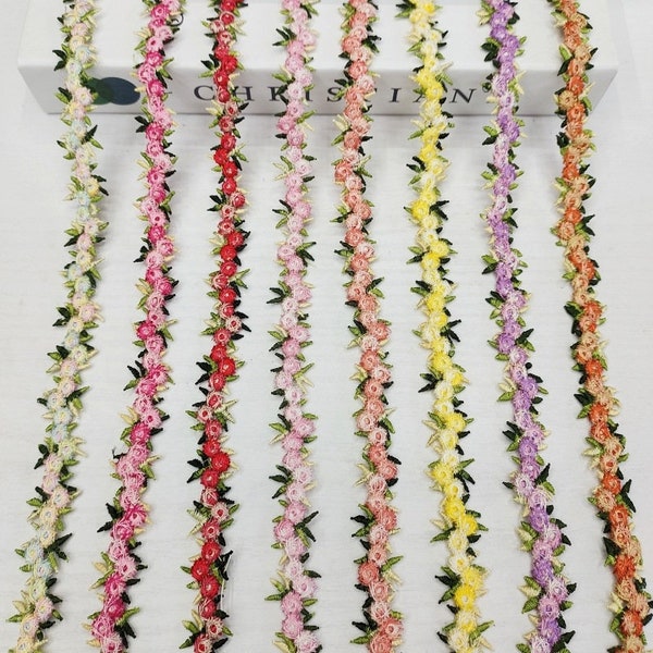 Flower Buds Lace Trim,Embroidery Ribbon Applique, For Wedding Sewing Crafting Scrapbooking, Straps, Necklace,1 yard,10mm