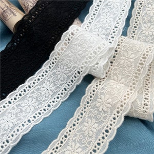 Cotton Eyelet Lace Trim By the Yard,Embroidery Lace Trim,Scalloped Edge Hair Pin Making,Sewing Craft Supplies,4.5CM Wide