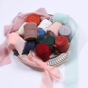 Nastro di chiffon con bordo strappato, 5 metri, per bouquet di fiori fatti a mano, per confezioni regalo, per San Valentino, fai da te, larghezza 4 cm.