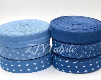 10 Meter 20 mm Jeans-Einfassband Doppelgefaltet, zum Quilten, Nähen, mit Wimpelkette