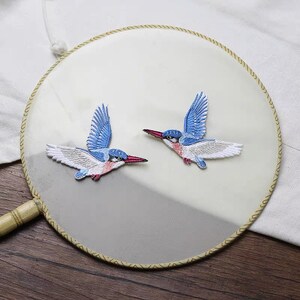 Conjunto de 2 parches de bordado de martín pescador para planchar/coser en parches de apliques para manualidades, insignia de apliques, apliques para ropa, sombrero, accesorios de bricolaje