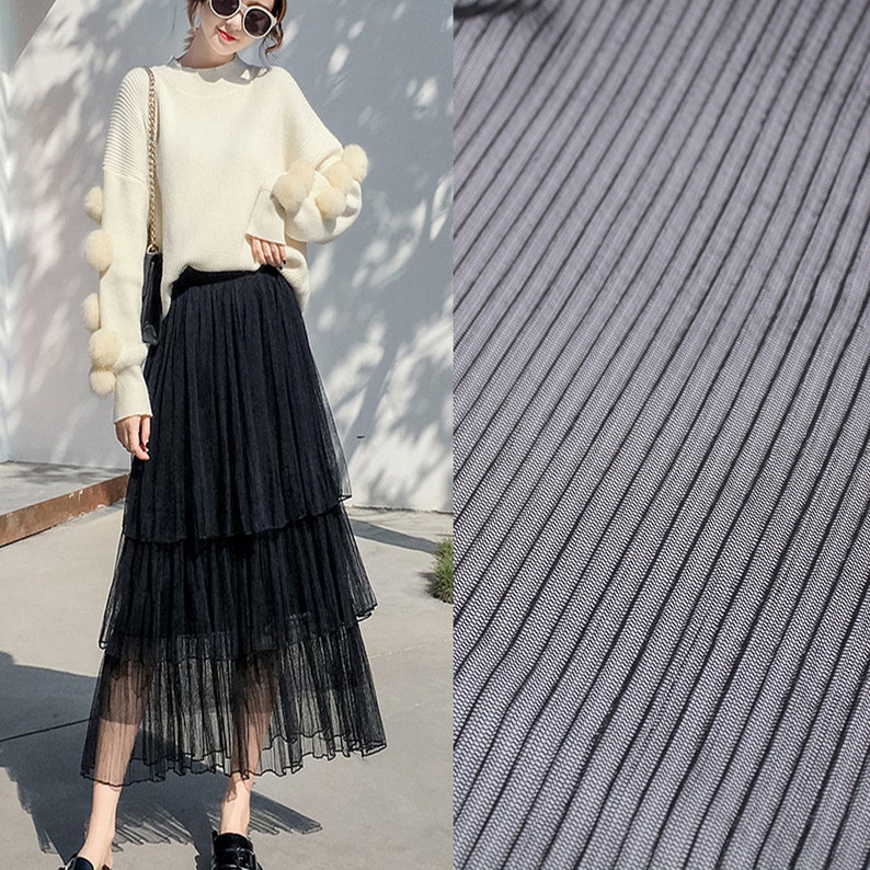 accordion pleats mesh fabric pleated tulle Panel lace fabric by the yard Vertical crease ruffled tulle fabric,Width 59 inches