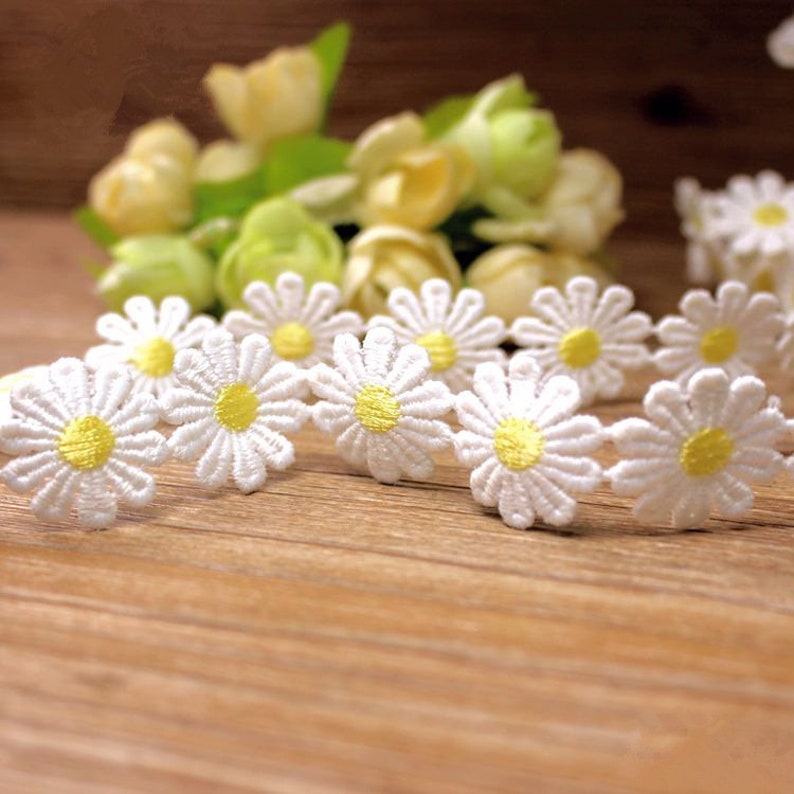 2 Yard Daisy Trim Flower Lace Trim Embroidered Lace Etsy