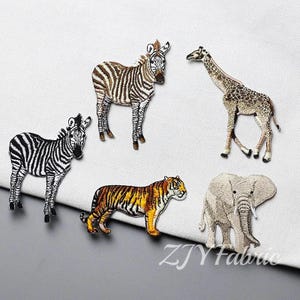 Embroidery Elephant TigerZebra Giraffe Patch Iron/ Sew On Appliques Patch For Crafting,Appliqués Badge,Applique For Clothes, Dress,Hat,Jeans